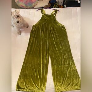SHEIN olive green velvet romper suspenders NWOT size XXL